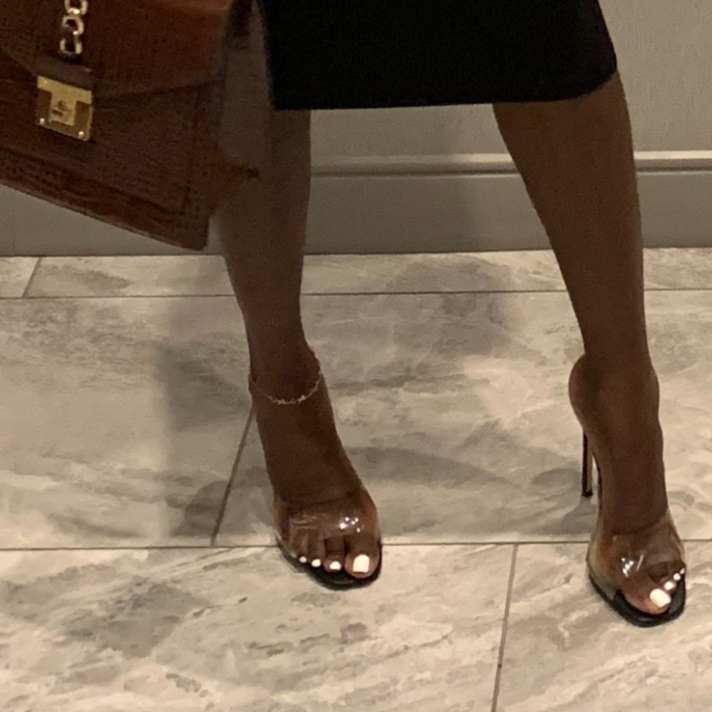 Black/Clear Mules Heels